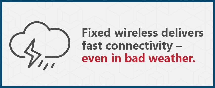Fixed wireless delivers fast connectivity – even in bad weather.