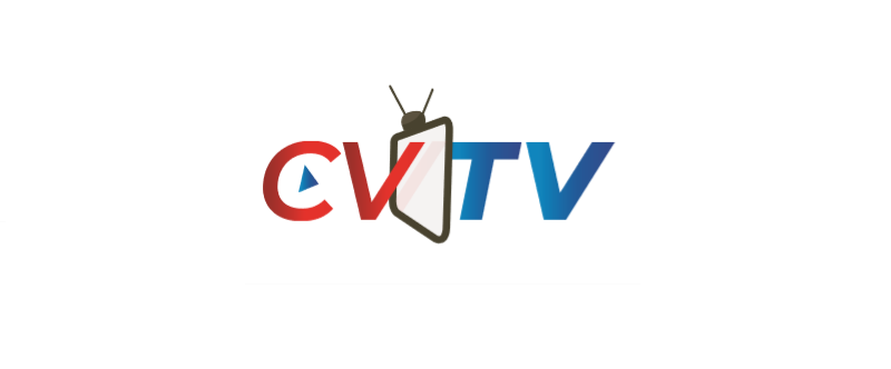Logo featuring the letters CVTV; CV in red, TV in blue, with a stylized TV screen forming the letter T in the center. The design is on a white background.